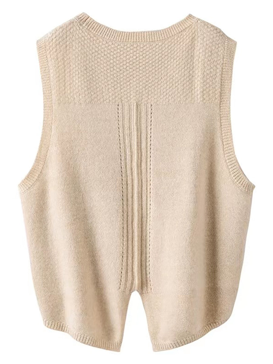 Dames Retro Winter Effen Jacquard Vest