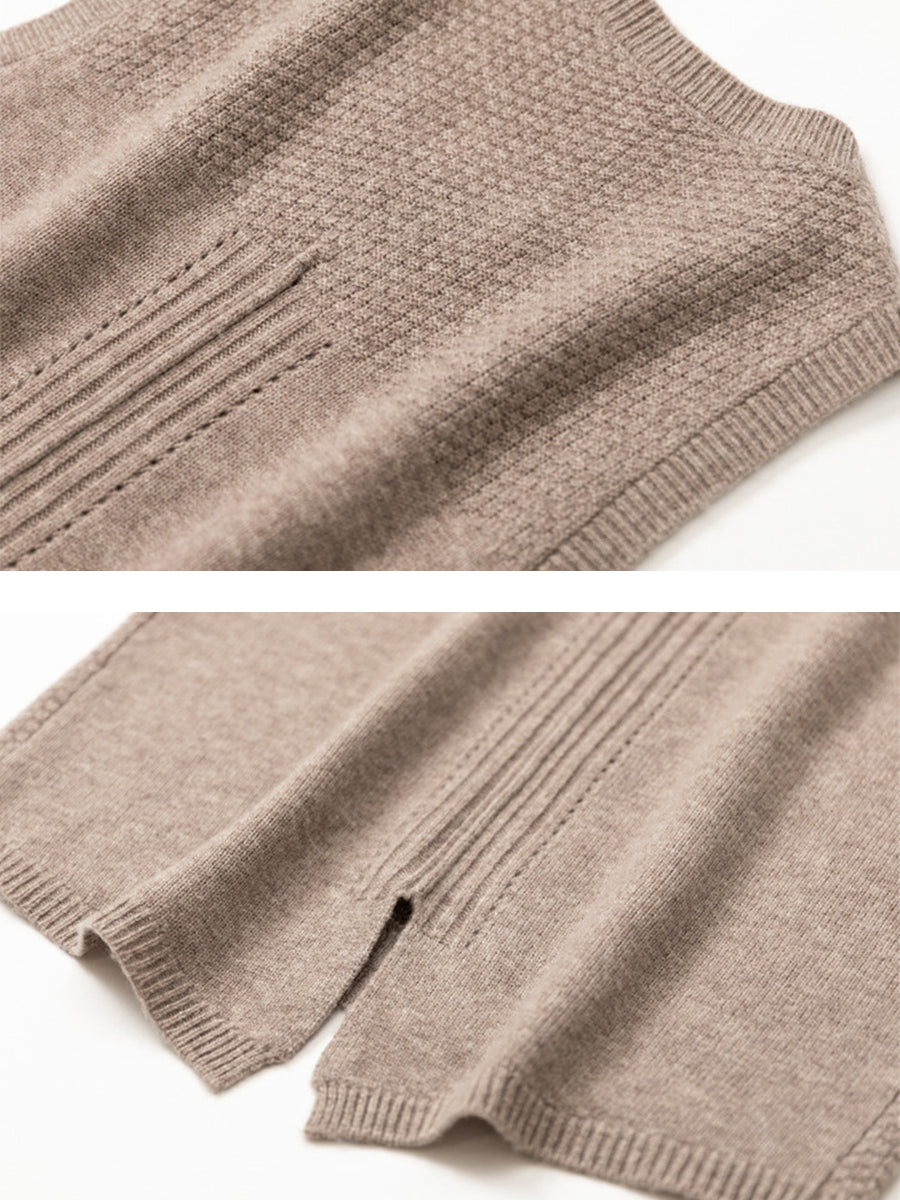 Dames Retro Winter Effen Jacquard Vest