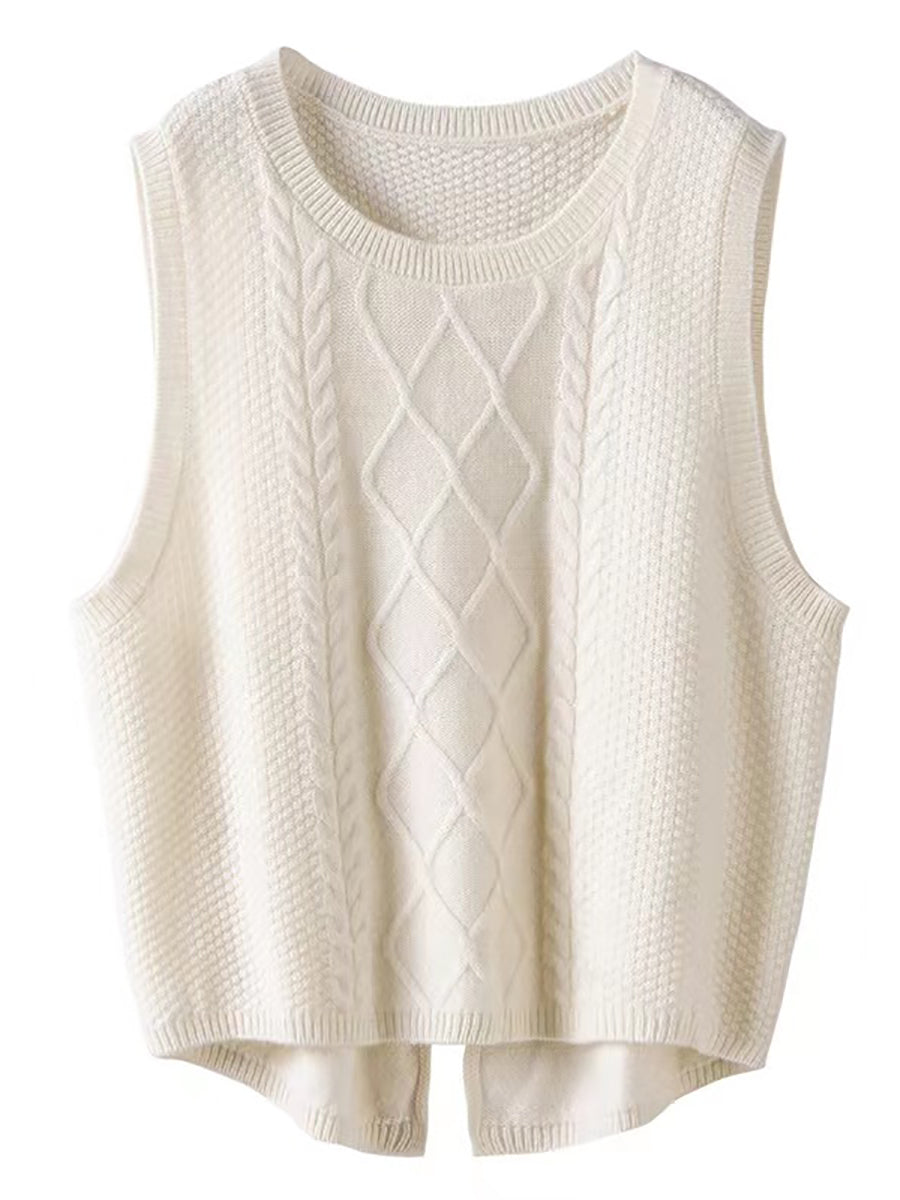 Dames Retro Winter Effen Jacquard Vest