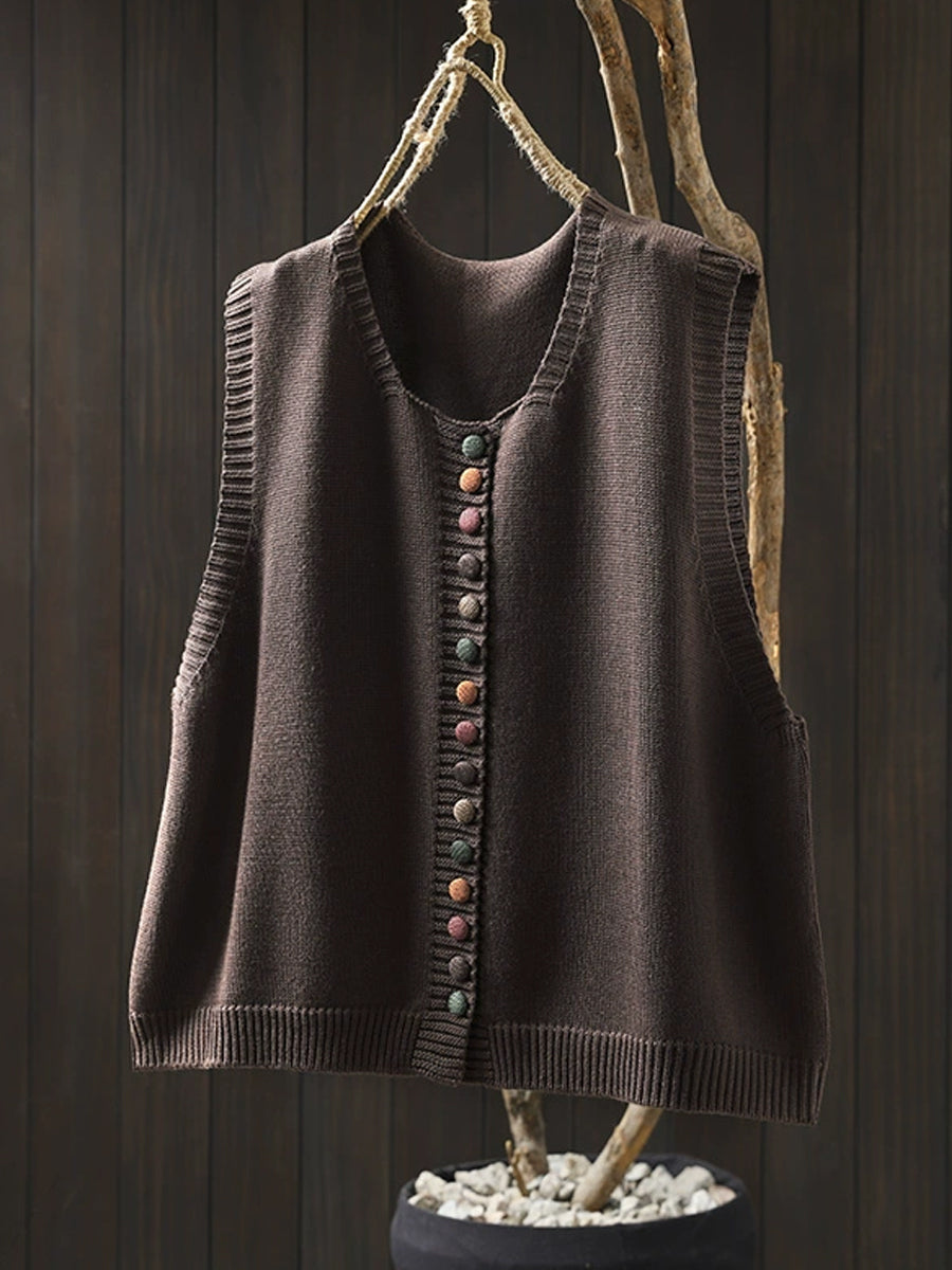 Dames Casual Herfst Wol V-hals Kabel Gebreid Vest