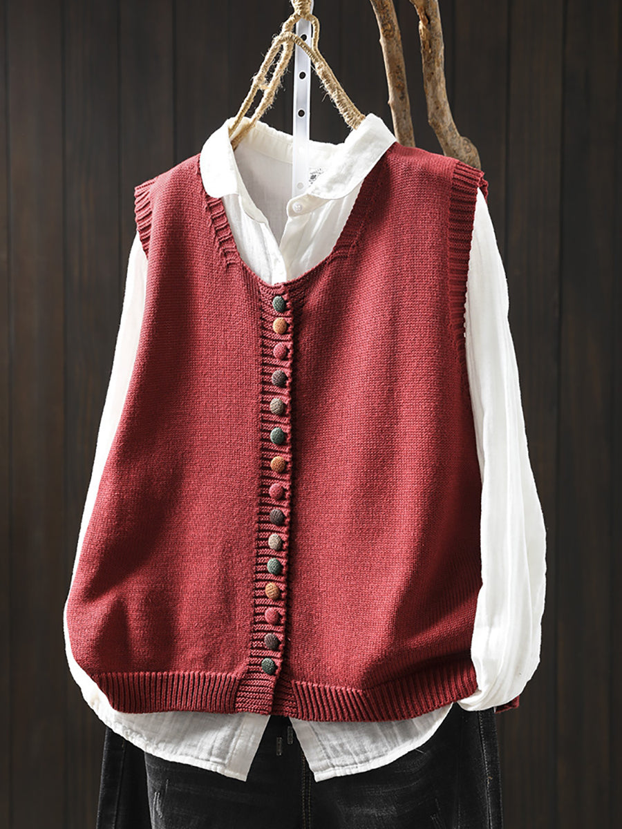 Dames Casual Herfst Wol V-hals Kabel Gebreid Vest