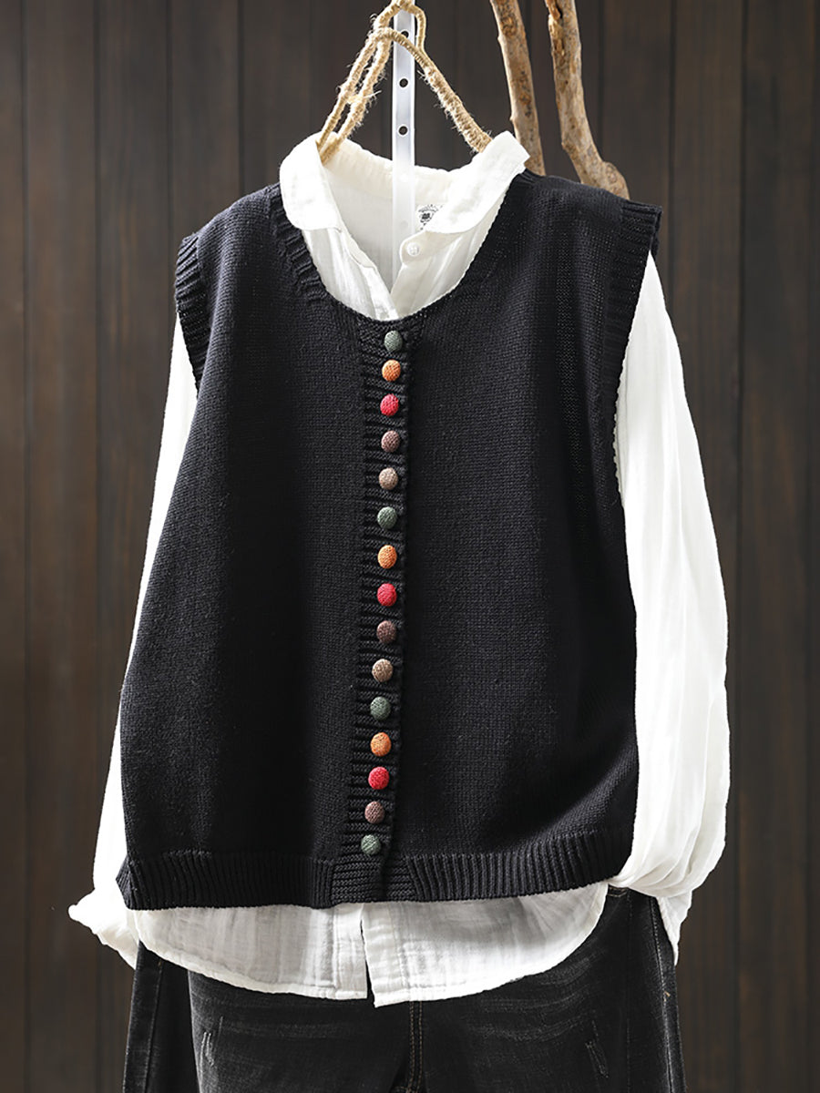 Dames Casual Herfst Wol V-hals Kabel Gebreid Vest