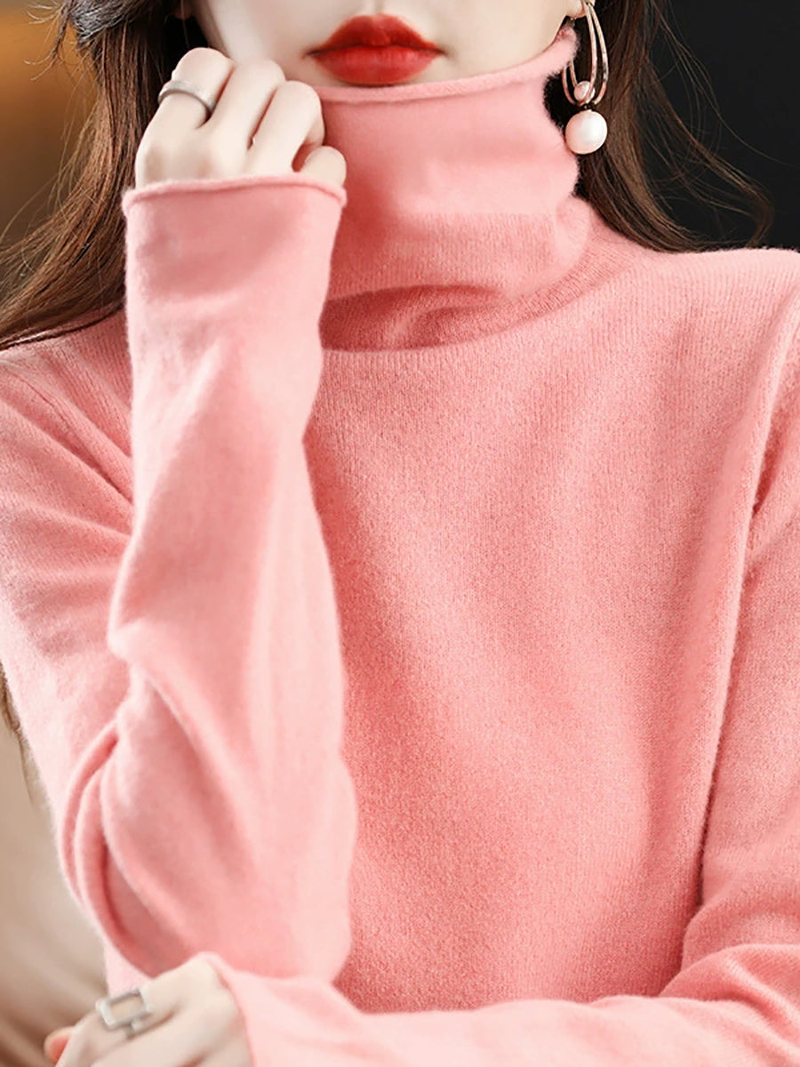 Dames herfst casual gebreide wollen coltrui