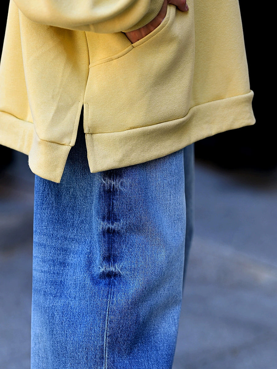 Dames herfst casual pure kleur katoenen hoodie