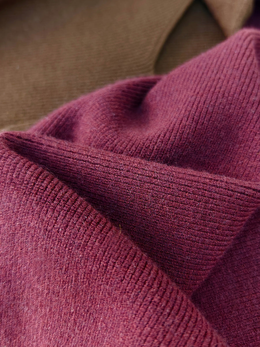 Dames herfst casual pure kleur gebreide V-hals jurk