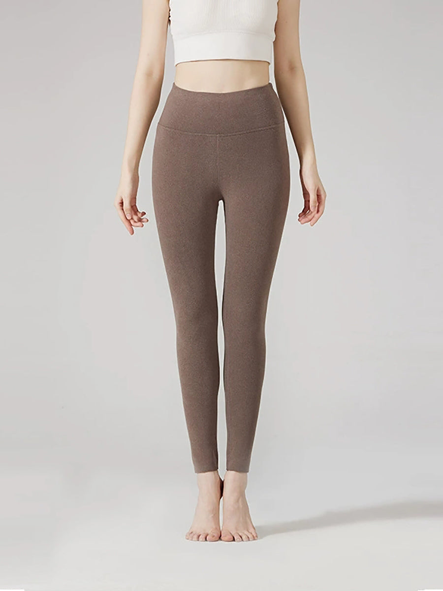 Dames Winter Warme Pure Kleur Hoge Taille Legging
