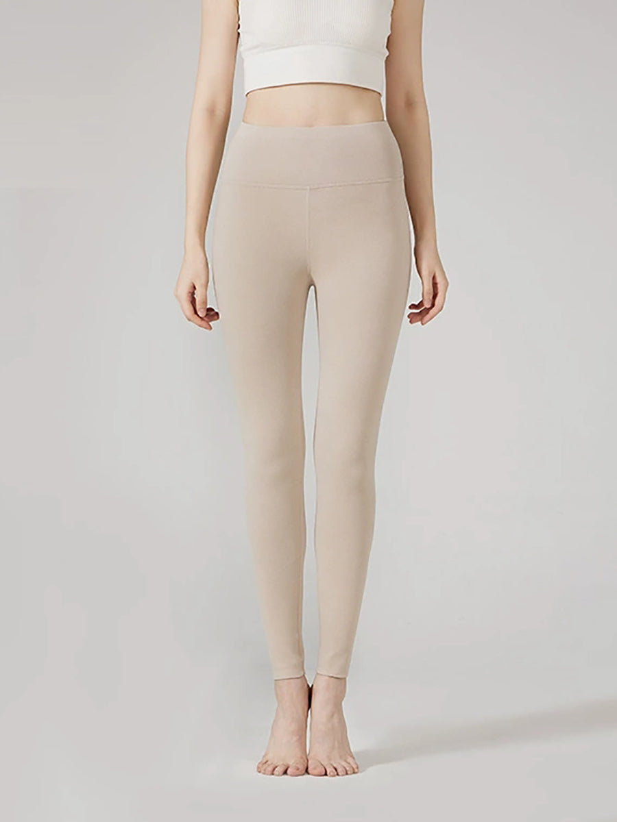 Dames Winter Warme Pure Kleur Hoge Taille Legging