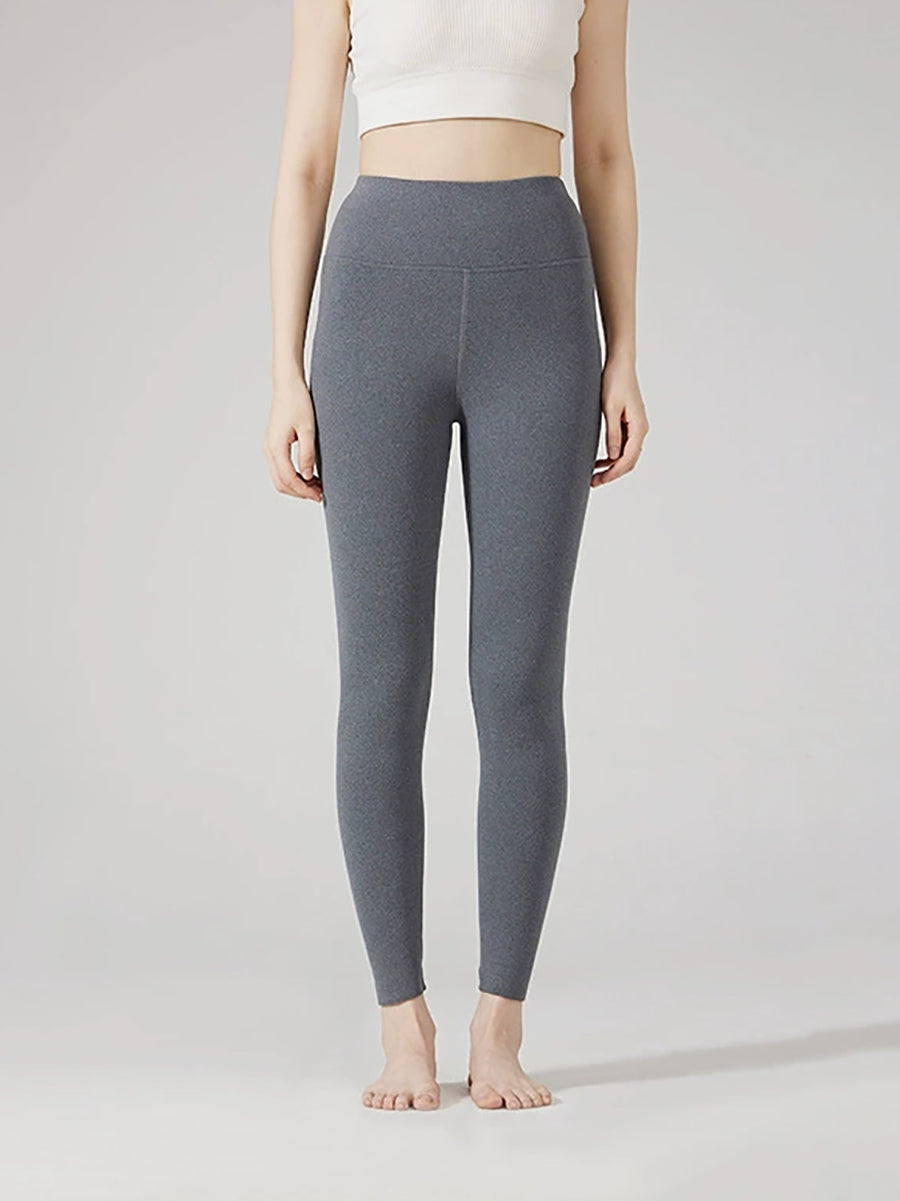 Dames Winter Warme Pure Kleur Hoge Taille Legging