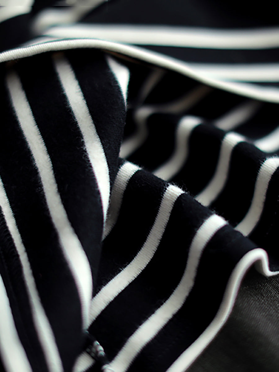 Plus Size Dames Herfststreep Coltrui Katoenen Jurk