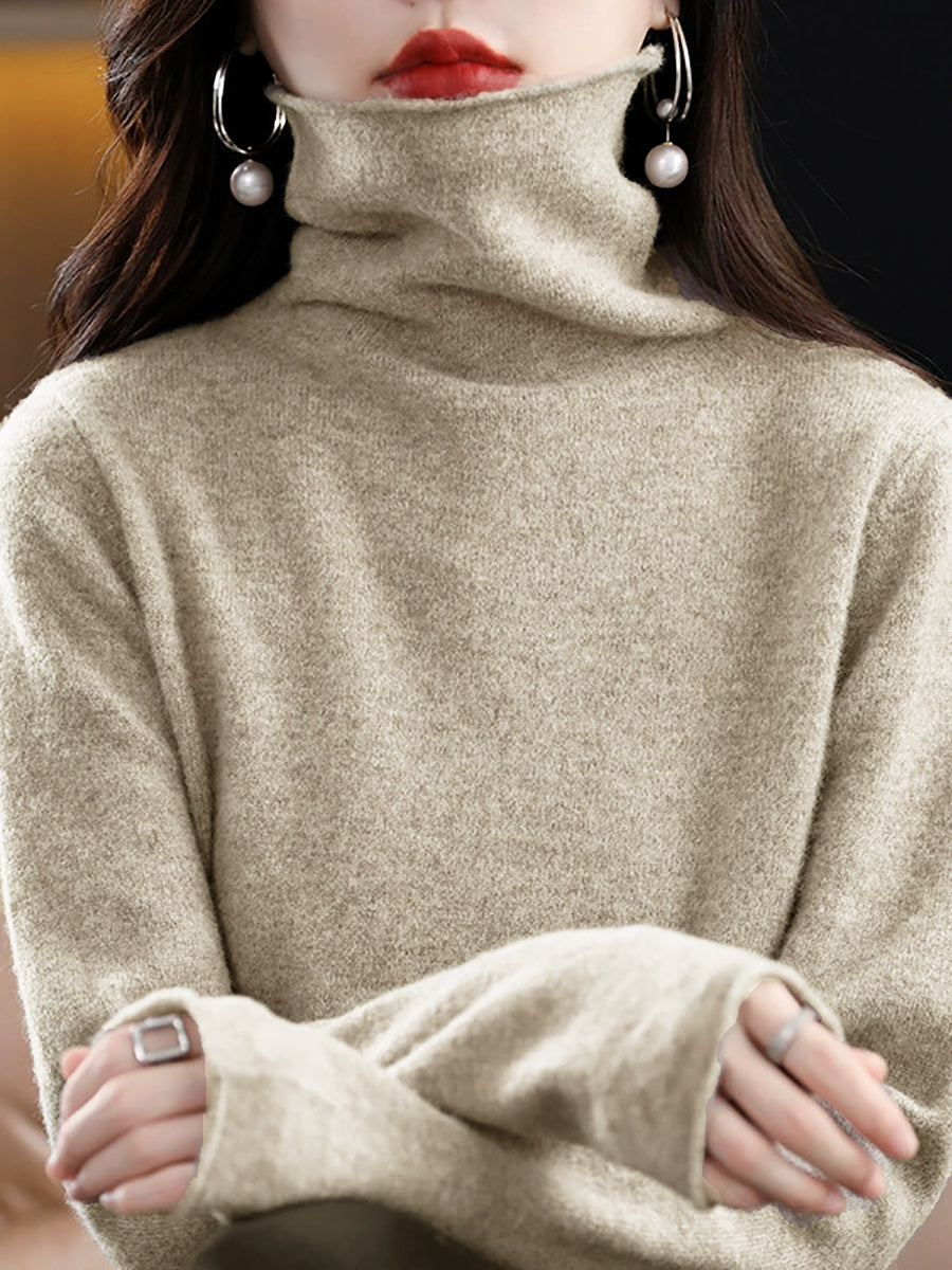 Dames herfst casual gebreide wollen coltrui