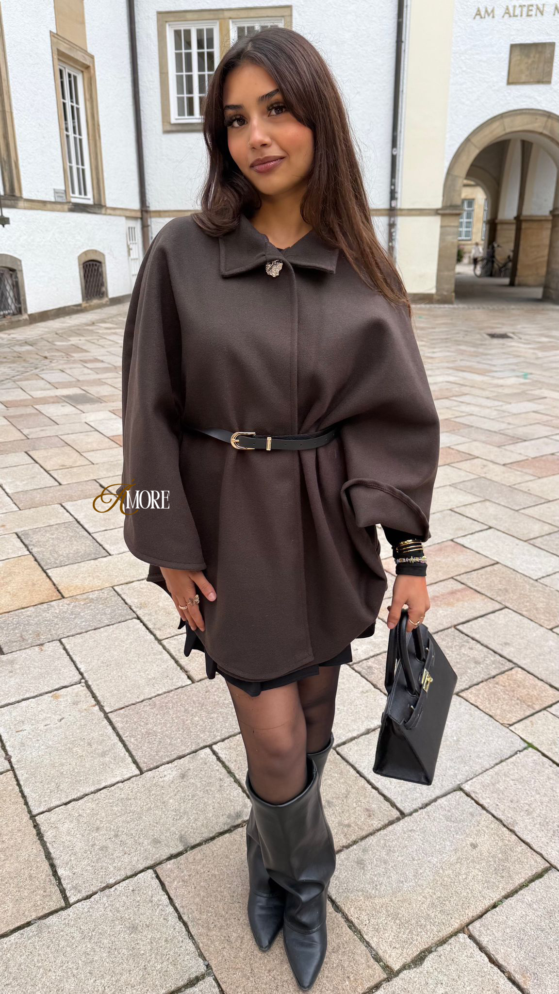 AMORE PONCHO - BROWN