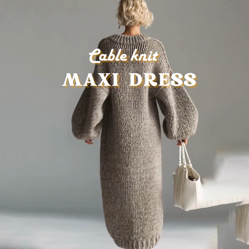 Oversized Long Sleeve Knitted Maxi Sweater Dress
