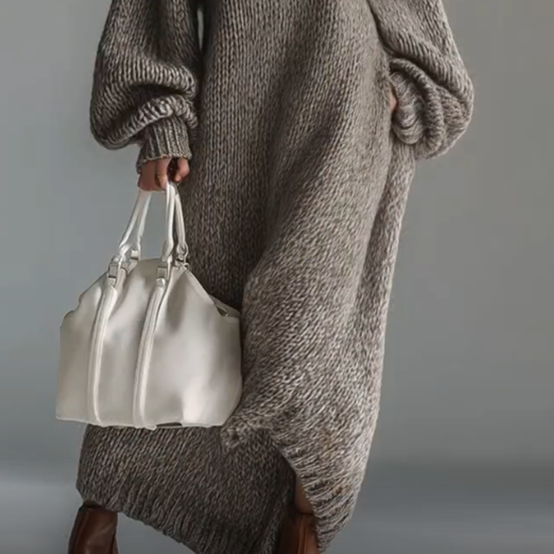 Oversized Long Sleeve Knitted Maxi Sweater Dress