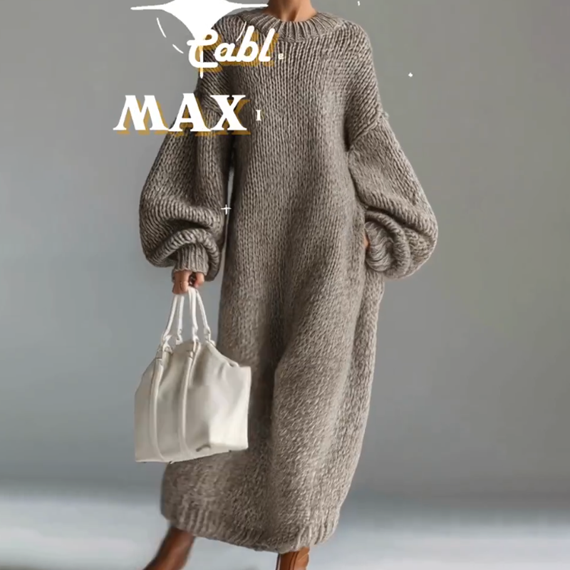 Oversized Long Sleeve Knitted Maxi Sweater Dress