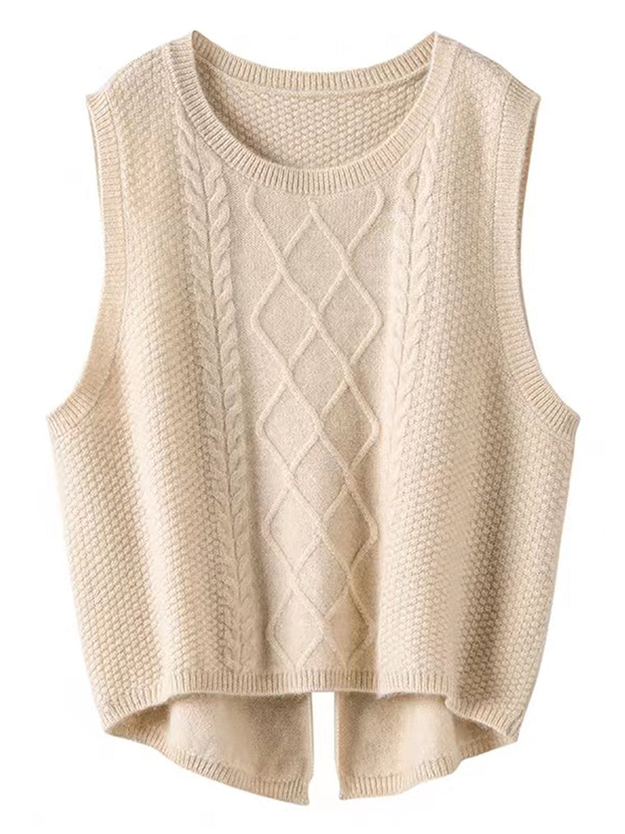 Dames Retro Winter Effen Jacquard Vest