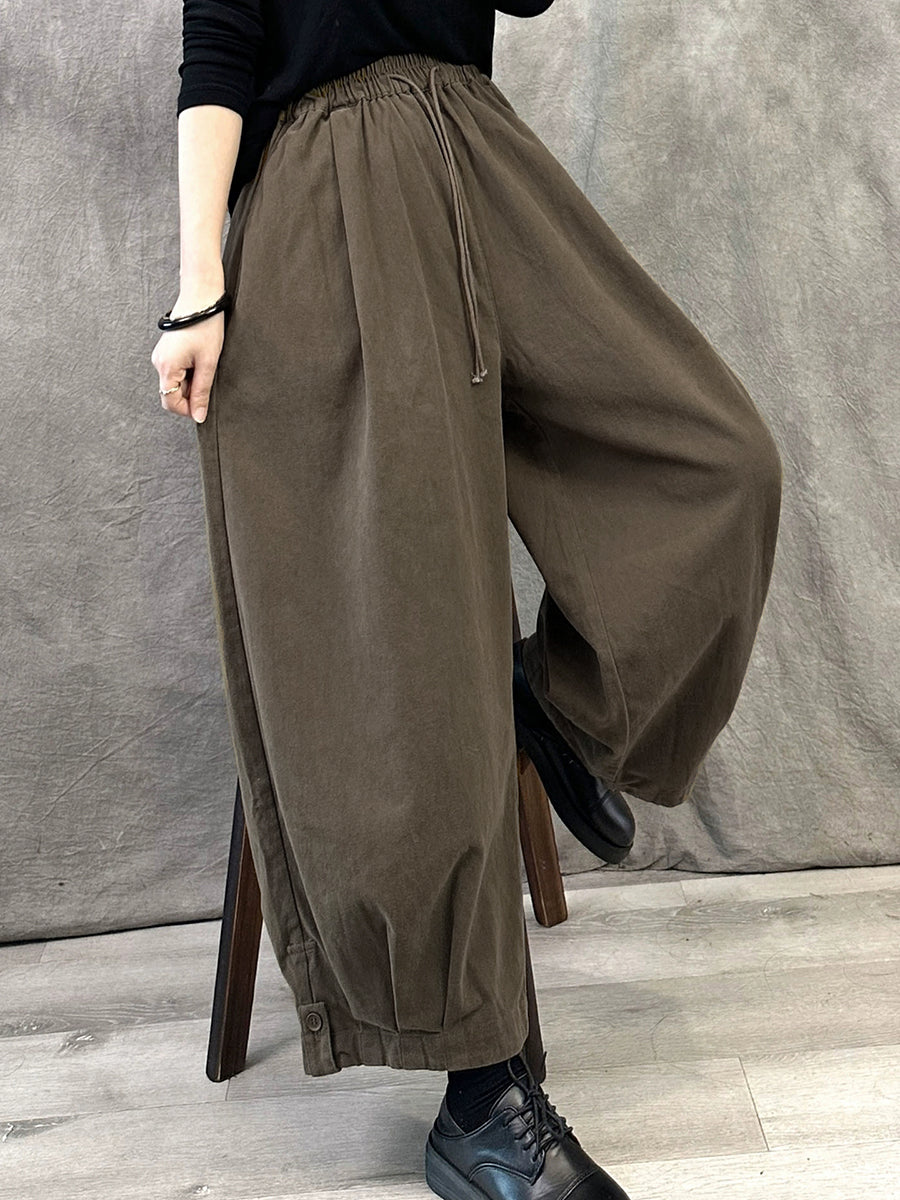 Dames herfst pure kleur katoenen harembroek