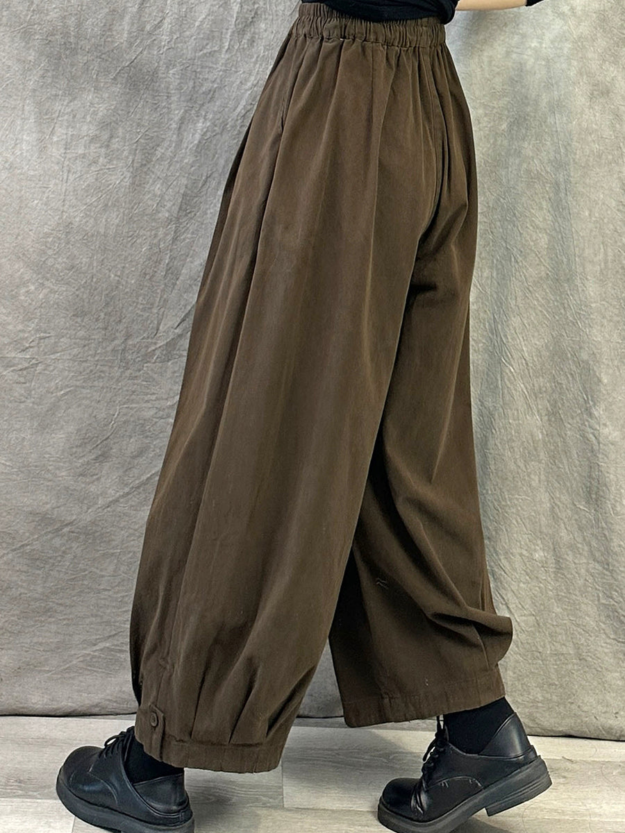 Dames herfst pure kleur katoenen harembroek