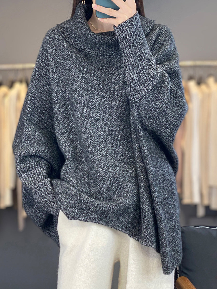 Dames herfst pure kleur coltrui wol gebreide trui