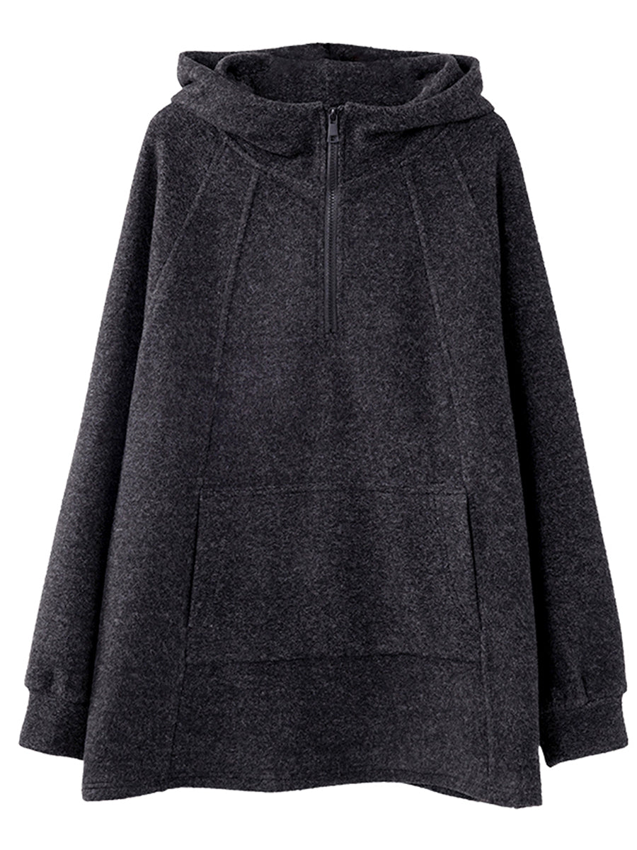 Dames Winter Casual Pure Color Fleece-gevoerde Hoodie