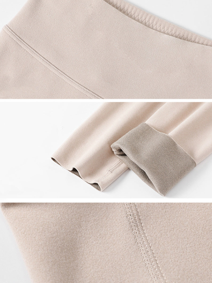 Dames Winter Warme Pure Kleur Hoge Taille Legging