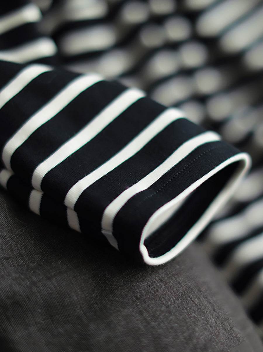 Plus Size Dames Herfststreep Coltrui Katoenen Jurk