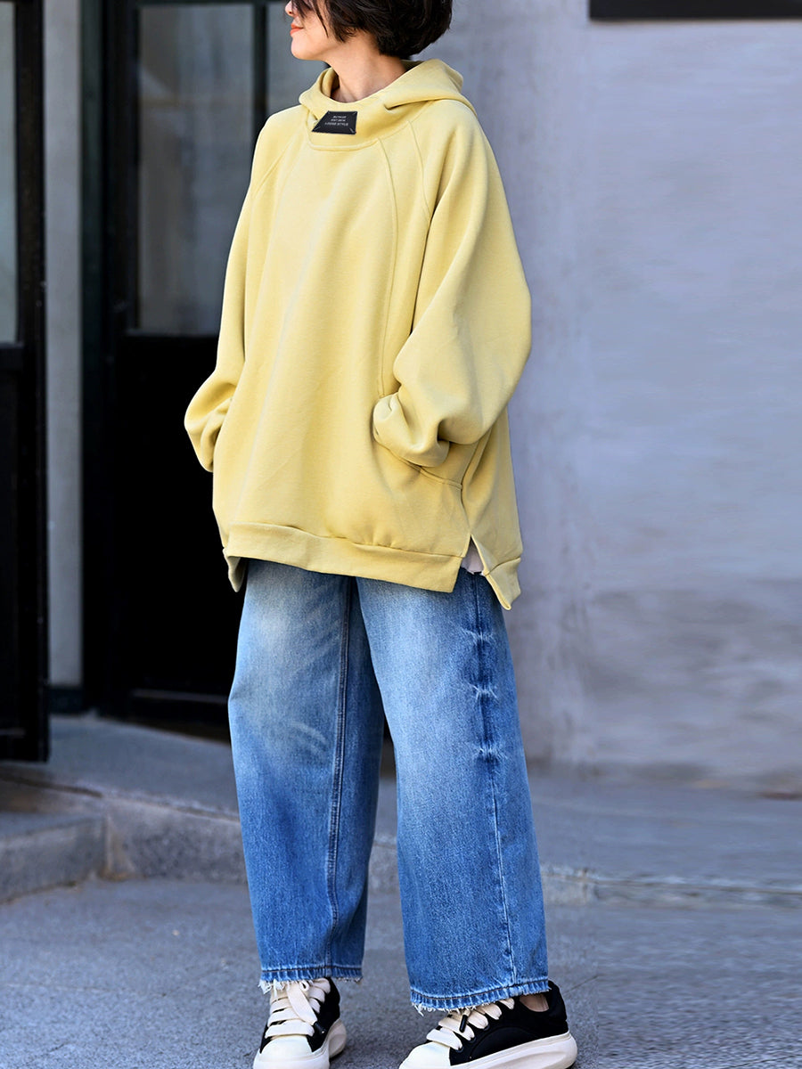 Dames herfst casual pure kleur katoenen hoodie