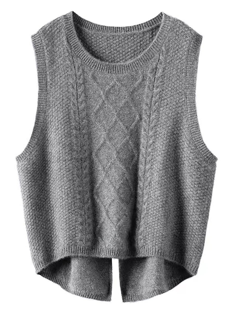 Dames Retro Winter Effen Jacquard Vest
