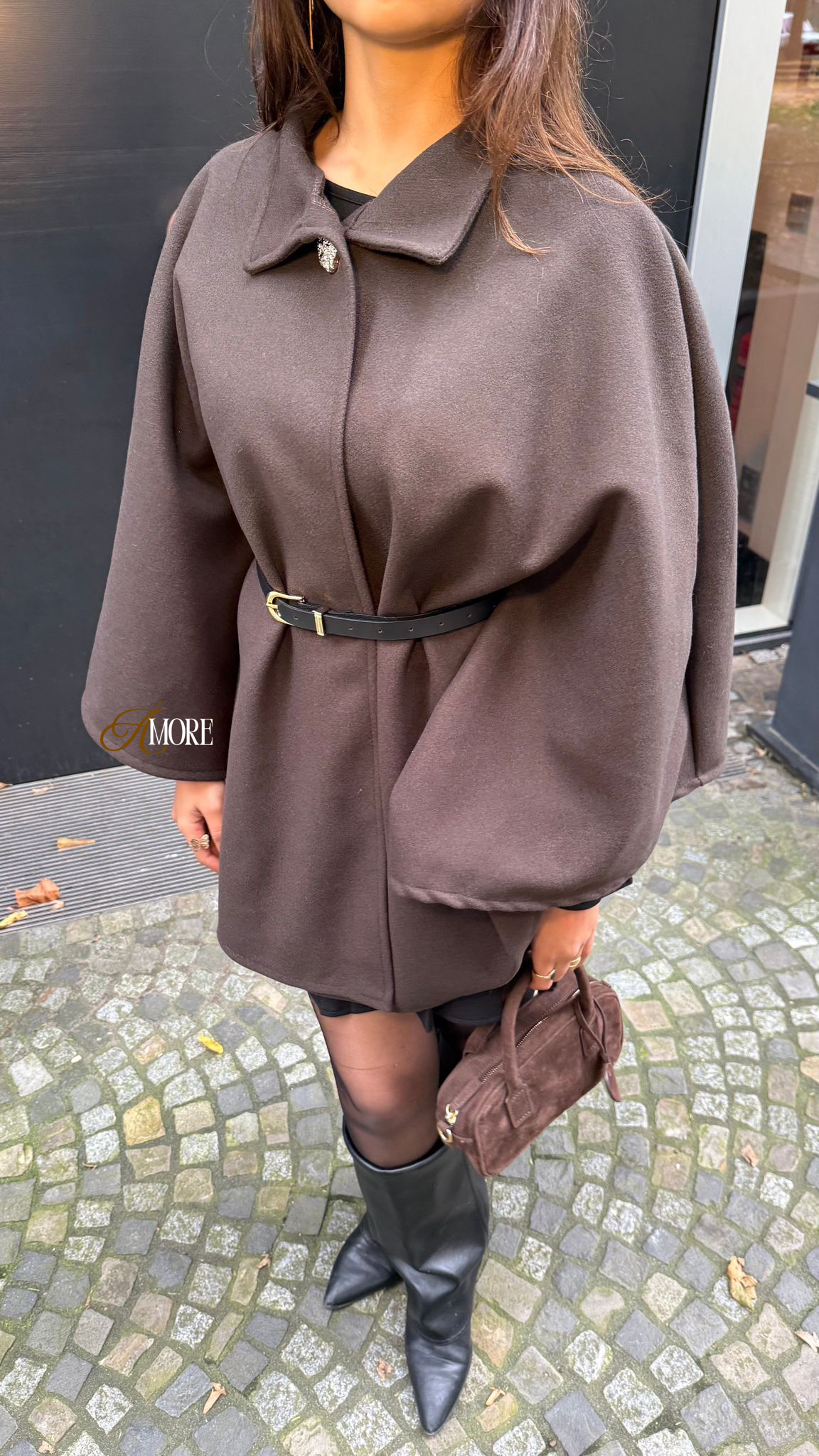 AMORE PONCHO - BROWN