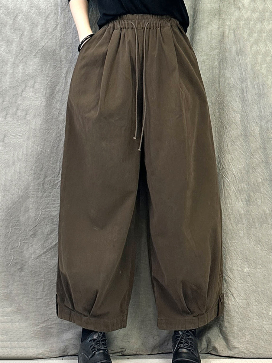 Dames herfst pure kleur katoenen harembroek